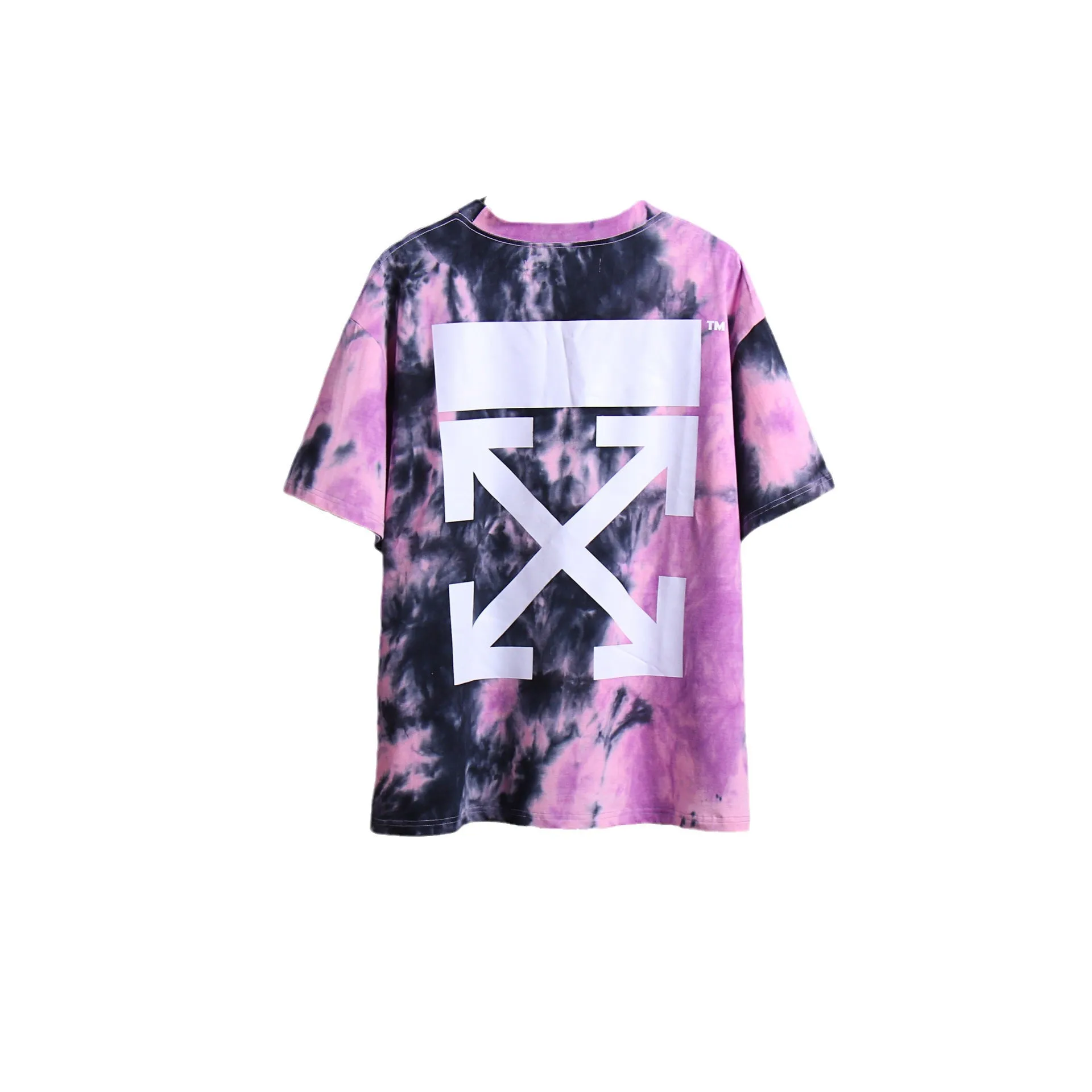 Off Whtie T Shirts Diagonal Arrow Print Male And Female Trendy Brand Short Sleeve