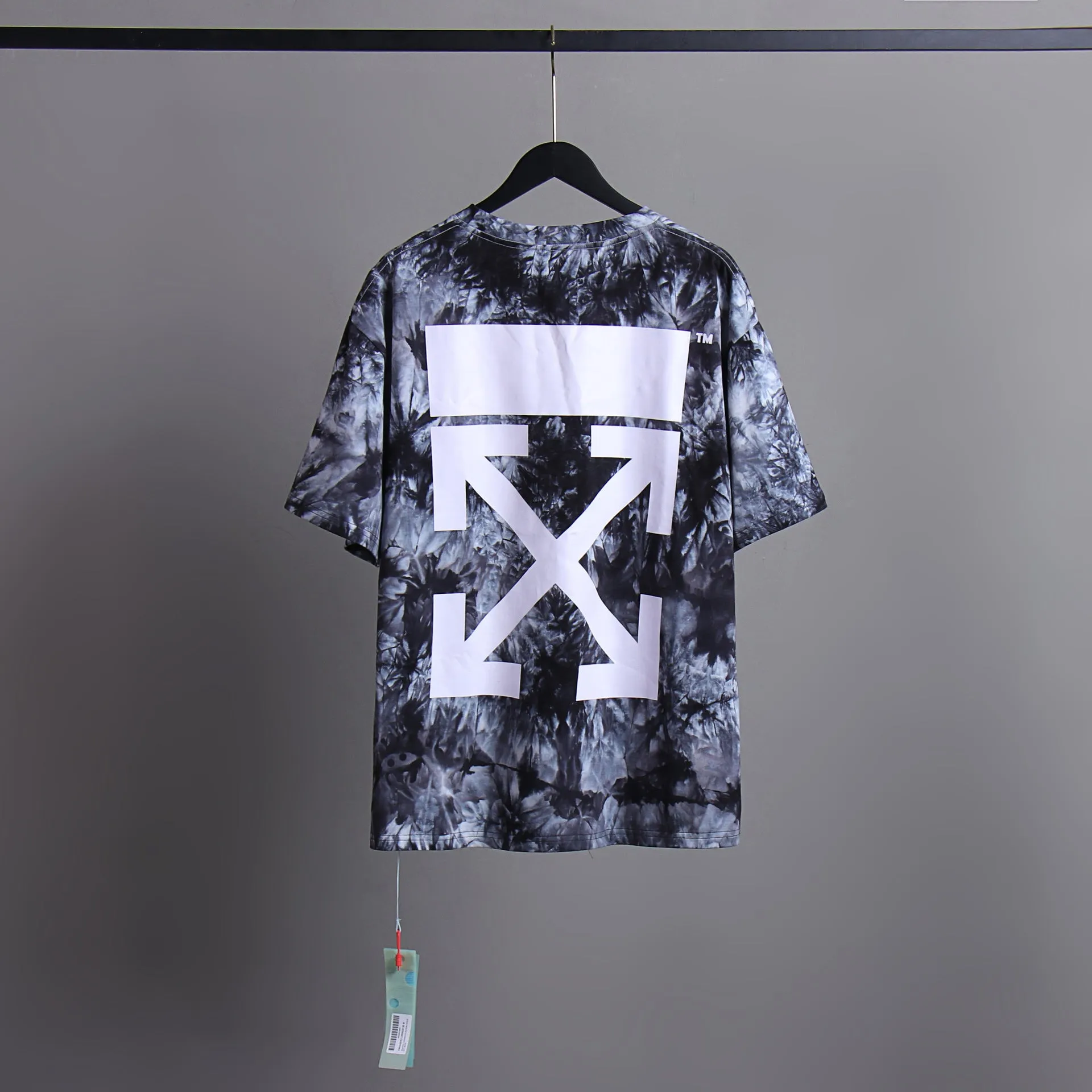 Off Whtie T Shirts Diagonal Arrow Print Male And Female Trendy Brand Short Sleeve