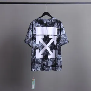 Off Whtie T Shirts Diagonal Arrow Print Male And Female Trendy Brand Short Sleeve