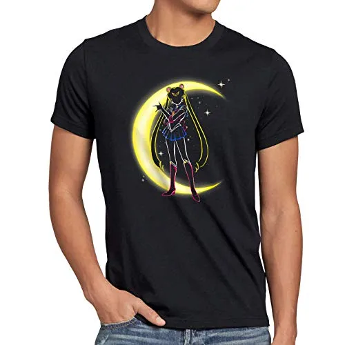 Original Bunny Crescent Moon Sailor Moonstone Luna Manga Moon Anime Men's T-Shirt, D1, X-Large