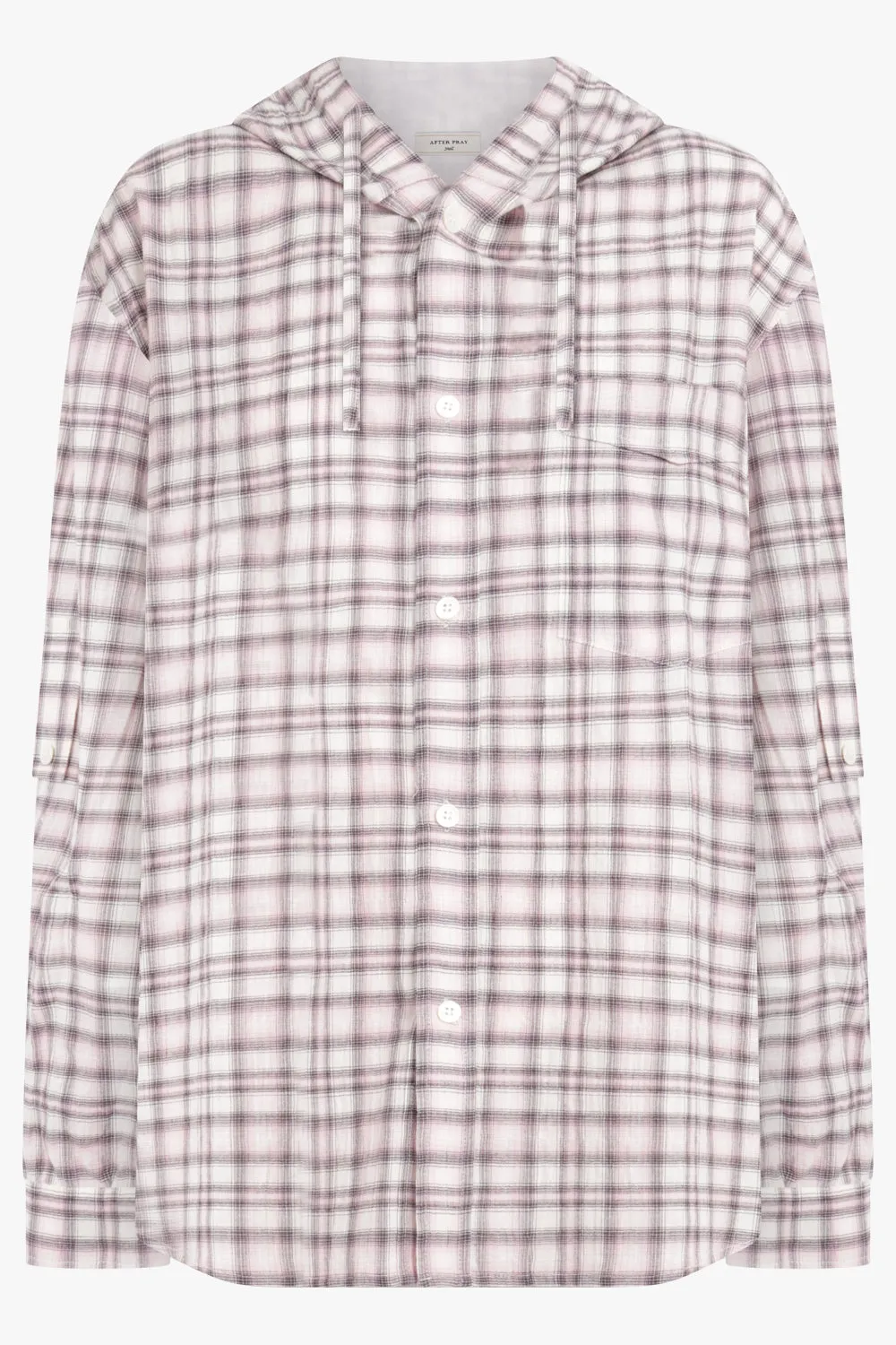 OVERSIZED CHECK HOODY SHIRTS | PINK