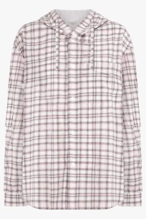 OVERSIZED CHECK HOODY SHIRTS | PINK