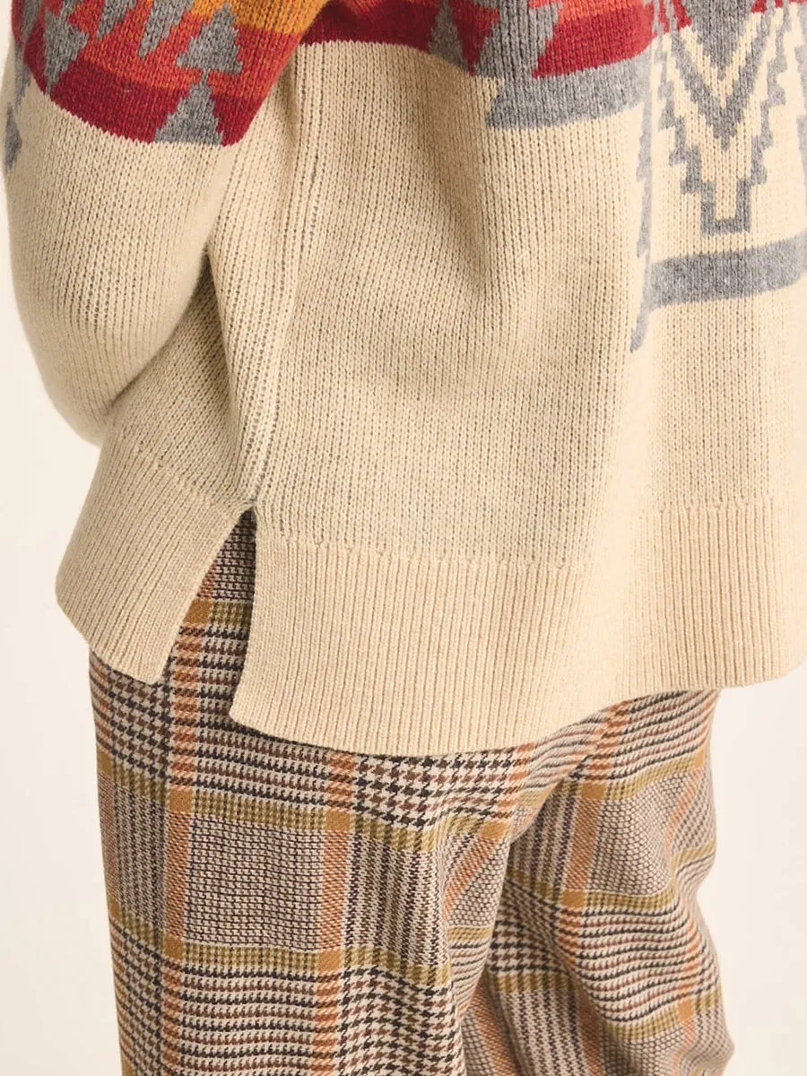 Oversized Graphic Cardigan - Tan