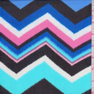 Periwinkle/Black Multi Chevron Georgette Fabric