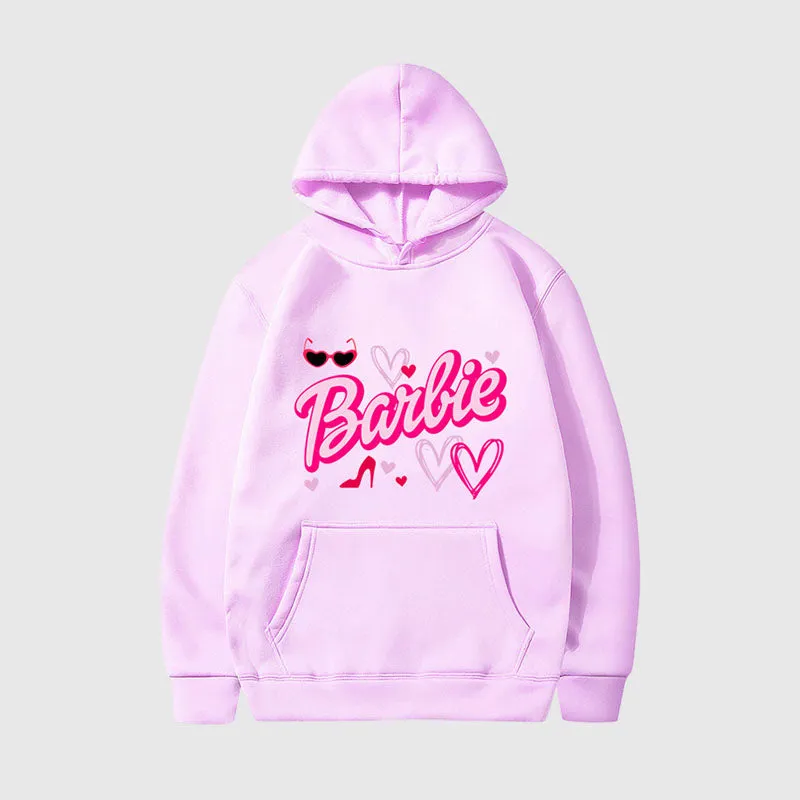 Pink Letter Printed Hoodies