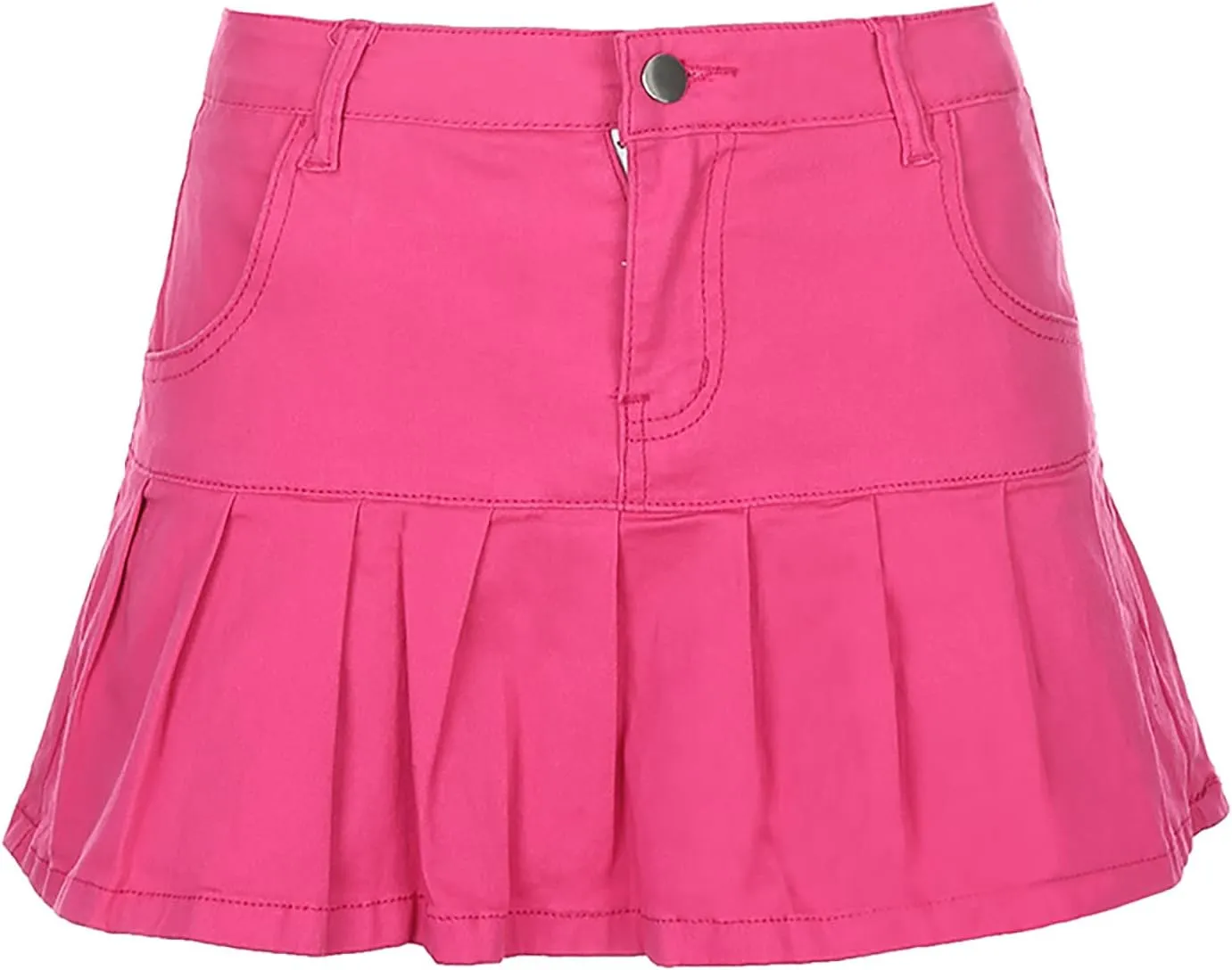 Pleated Skirts for Women Mid Waist Mini Jean Skirts Trendy Sweet Flare Hem A-Line Skirt Casual Comfy Denim Skirt
