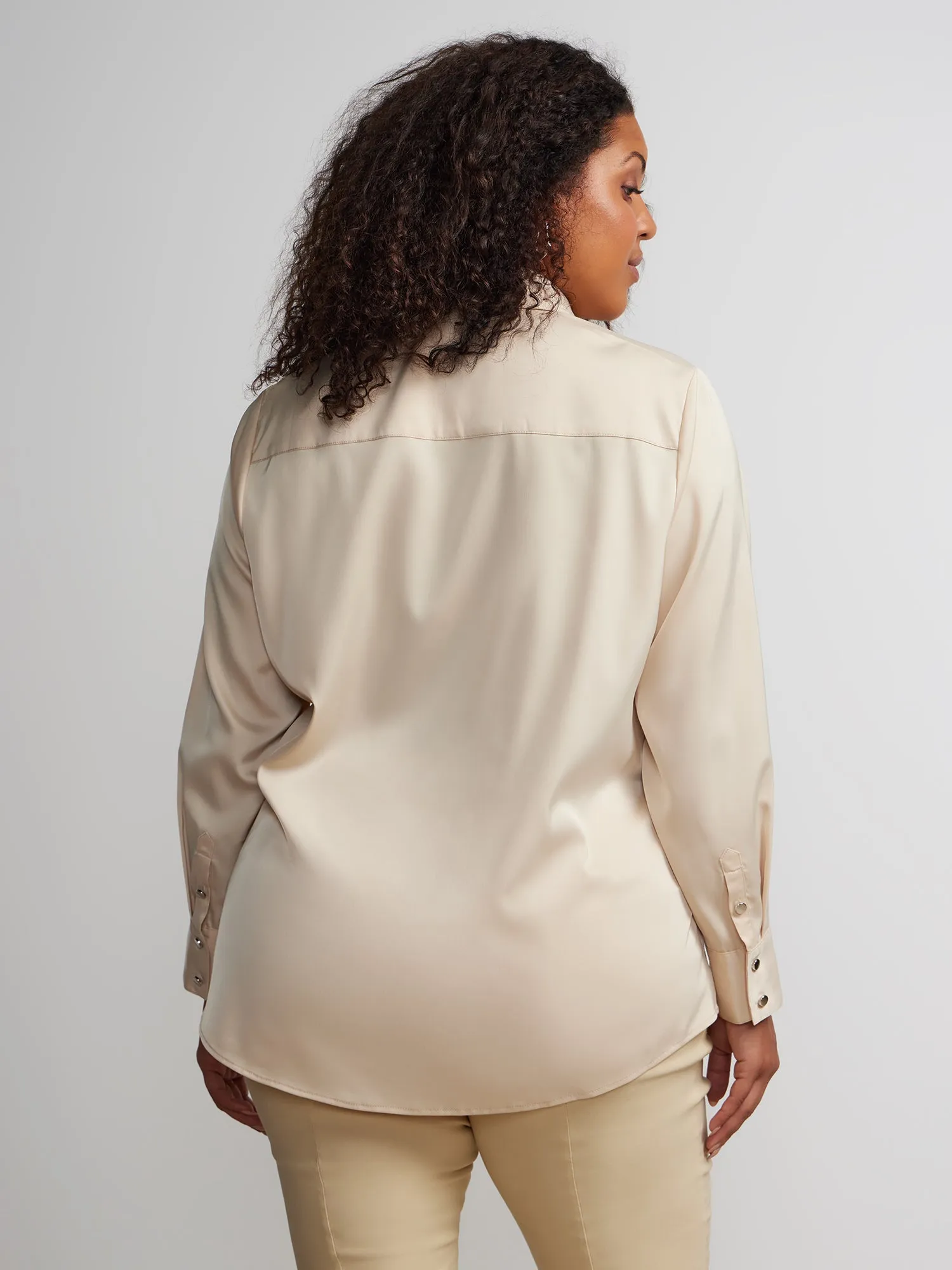 Plus Long Sleeve Button Down Shirt