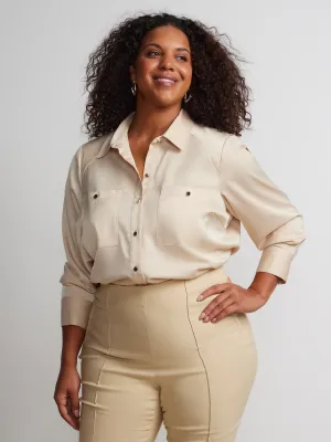 Plus Long Sleeve Button Down Shirt