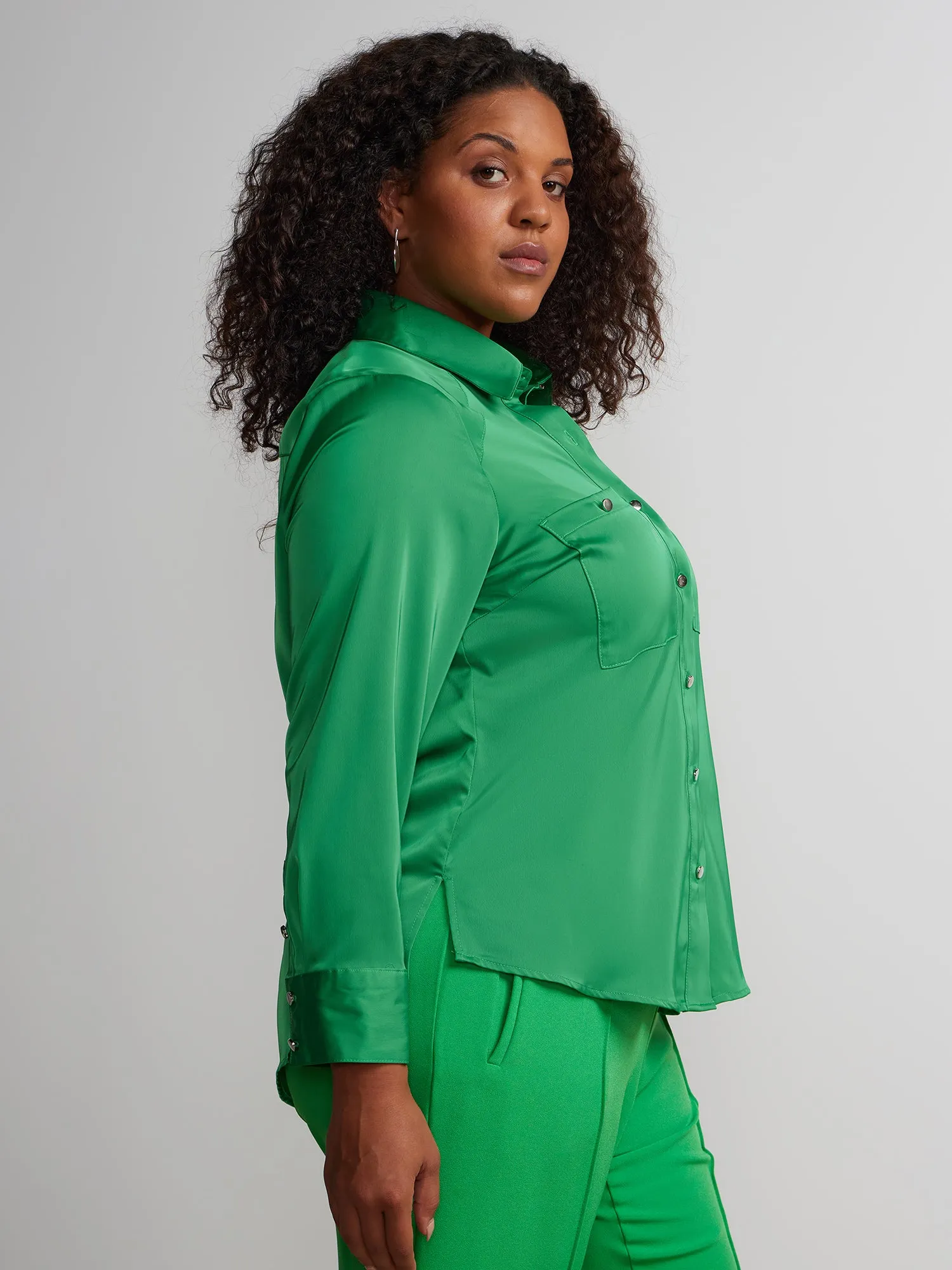 Plus Long Sleeve Button Down Shirt