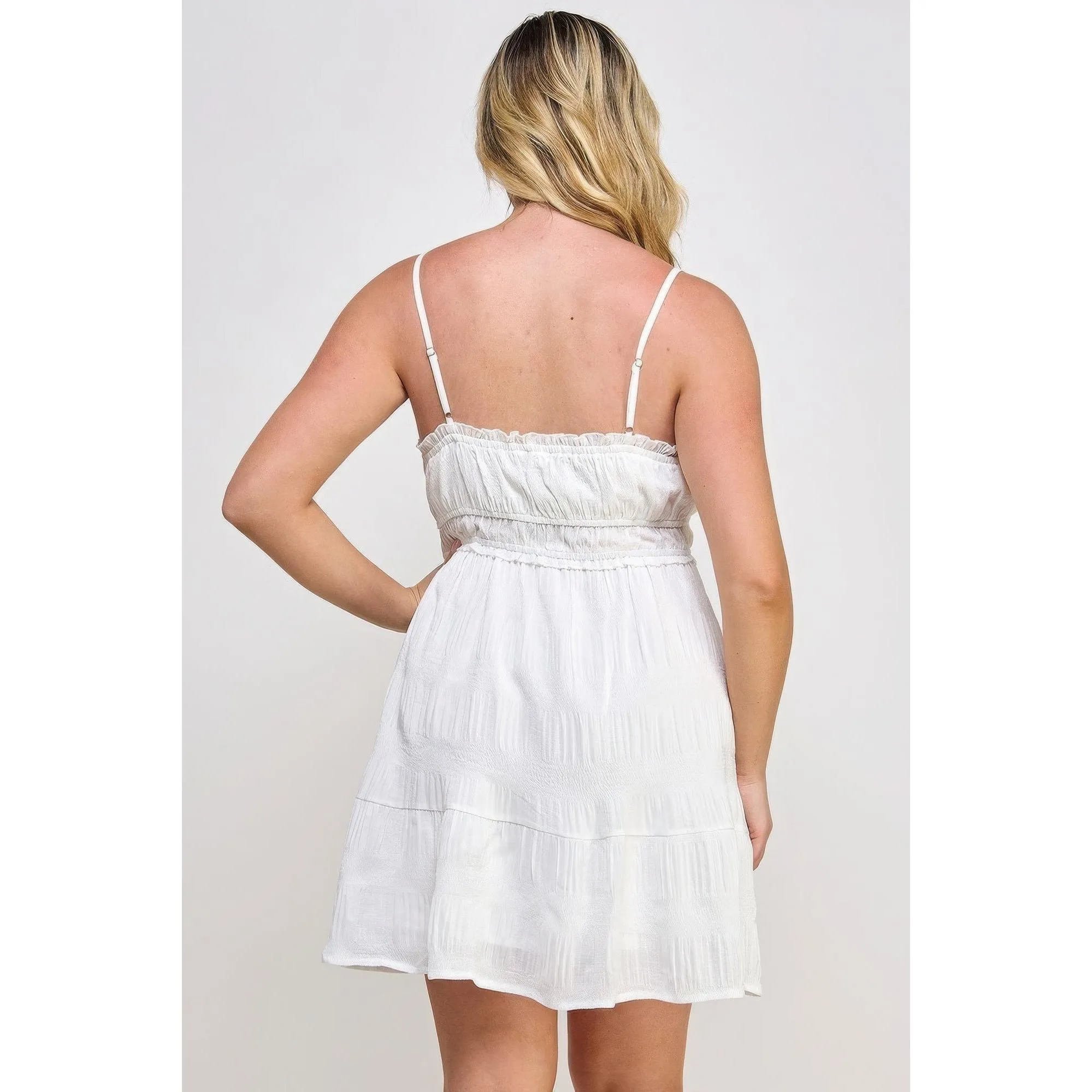 Plus Size Lightweight Crinkle Textured Front Ruffle Dress