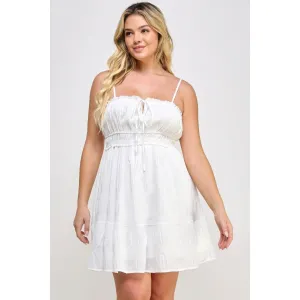 Plus Size Lightweight Crinkle Textured Front Ruffle Dress