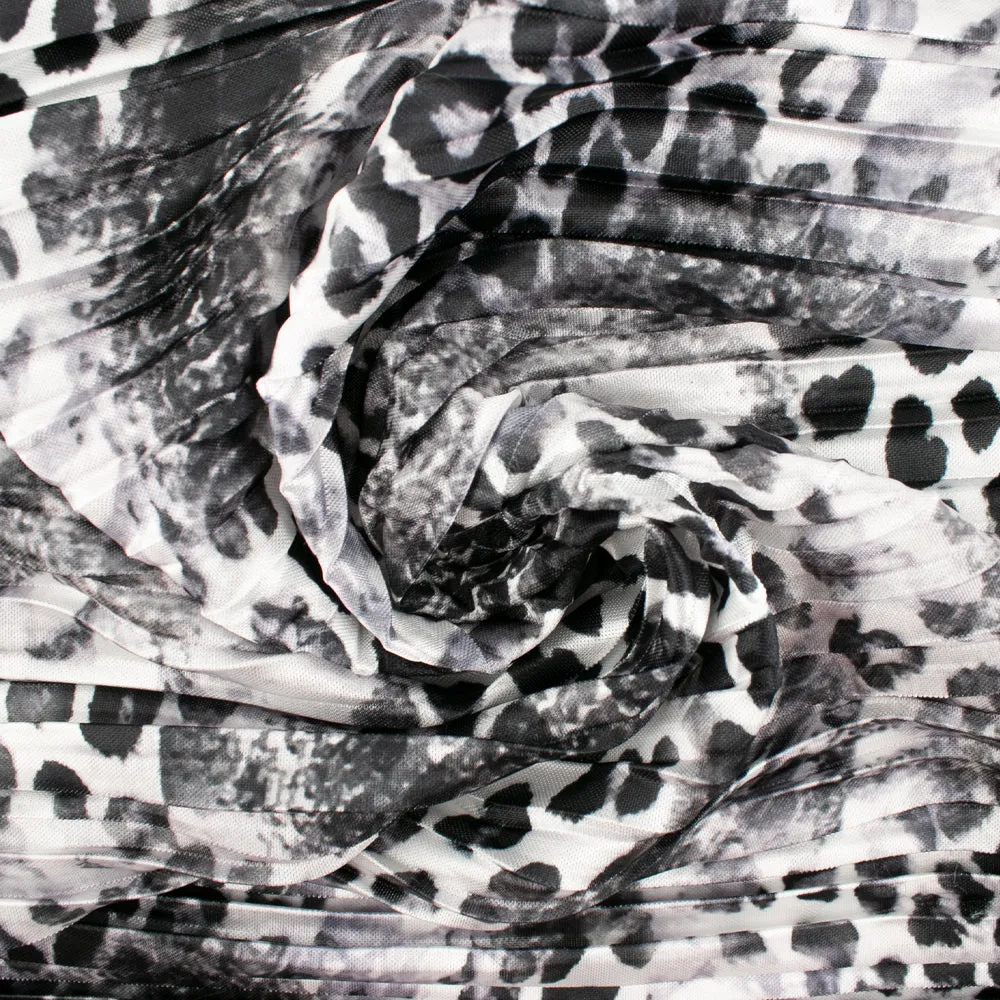 Printed Polyester - WILD LIFE - Leopard - White