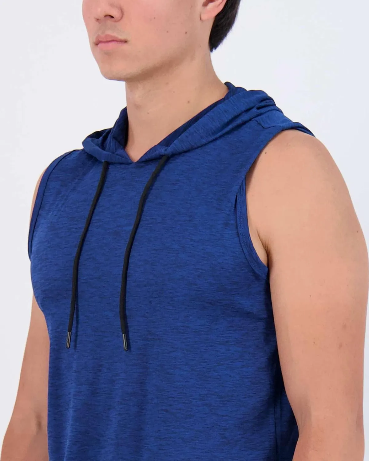 Real Essentials 3 Pack: Mens Dry-Fit Active Hooded Tank Top - Workout Sleeveless Hoodie Drawstring (Available in Big & Tall)