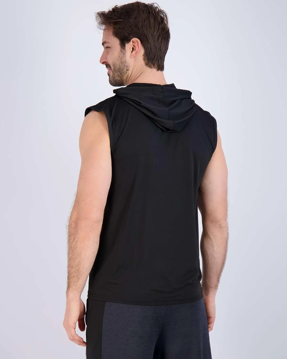 Real Essentials 3 Pack: Mens Dry-Fit Active Hooded Tank Top - Workout Sleeveless Hoodie Drawstring (Available in Big & Tall)