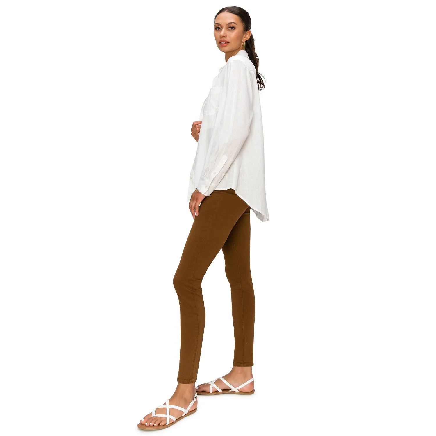 Relaxed Fit Linen Button-Down Shirts - White