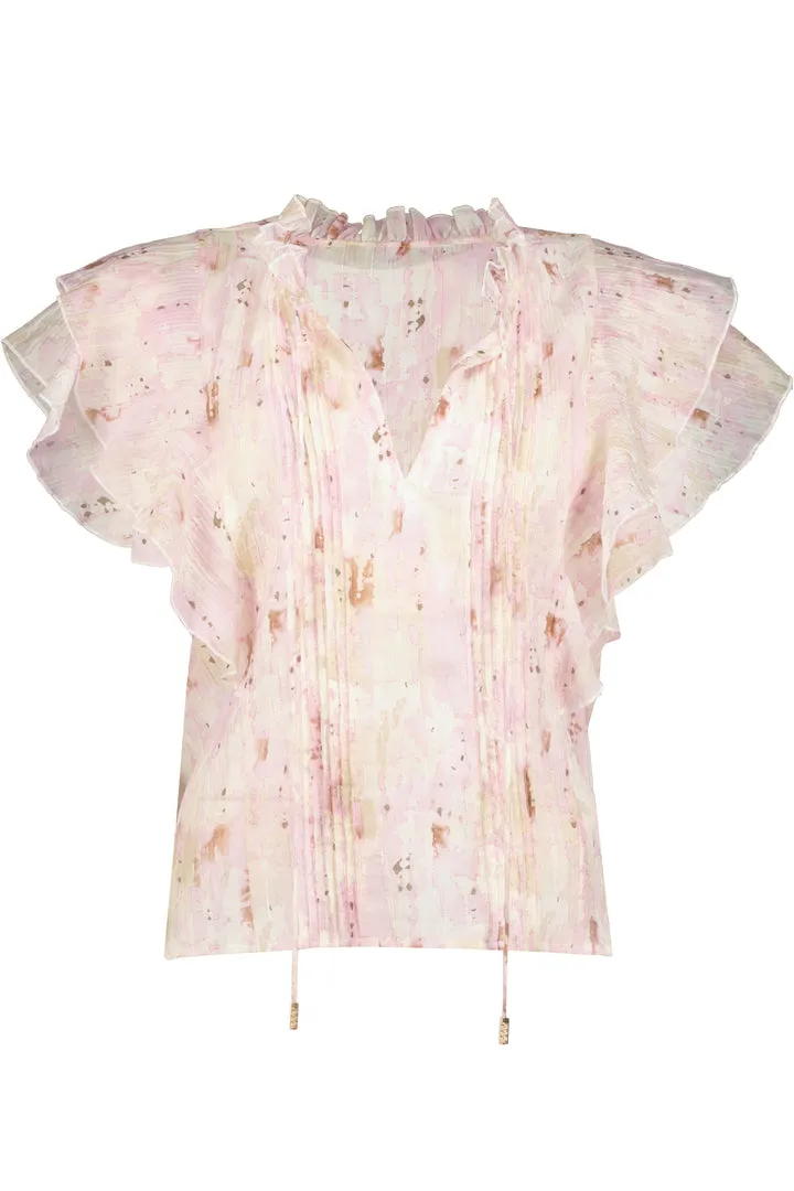 Remi Ruffle Sleeve Top in Flush Botanical Print