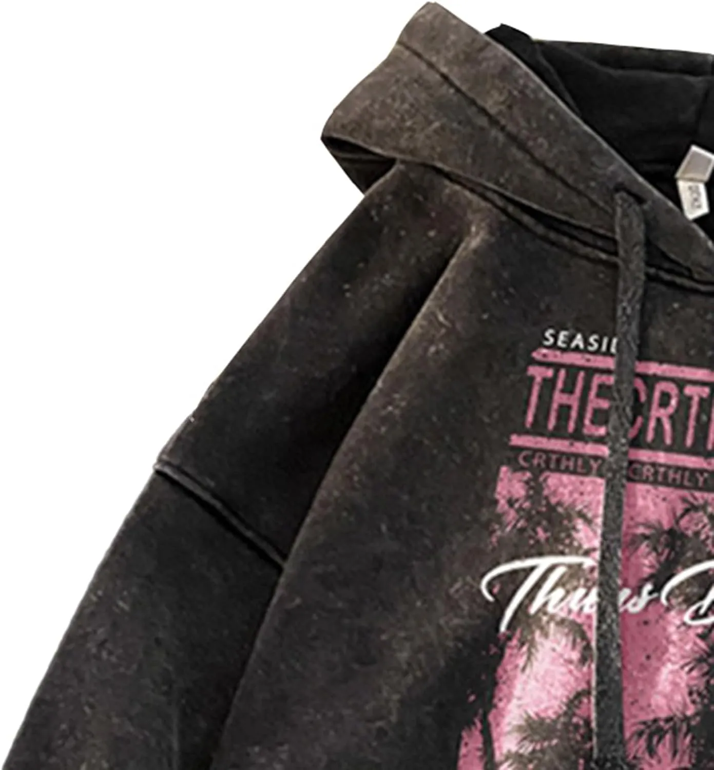 Retro Washed Hoodies Mens Distressed Hoodie Sweatshirt Graphic Heavyweight Pullover Sweatshirt