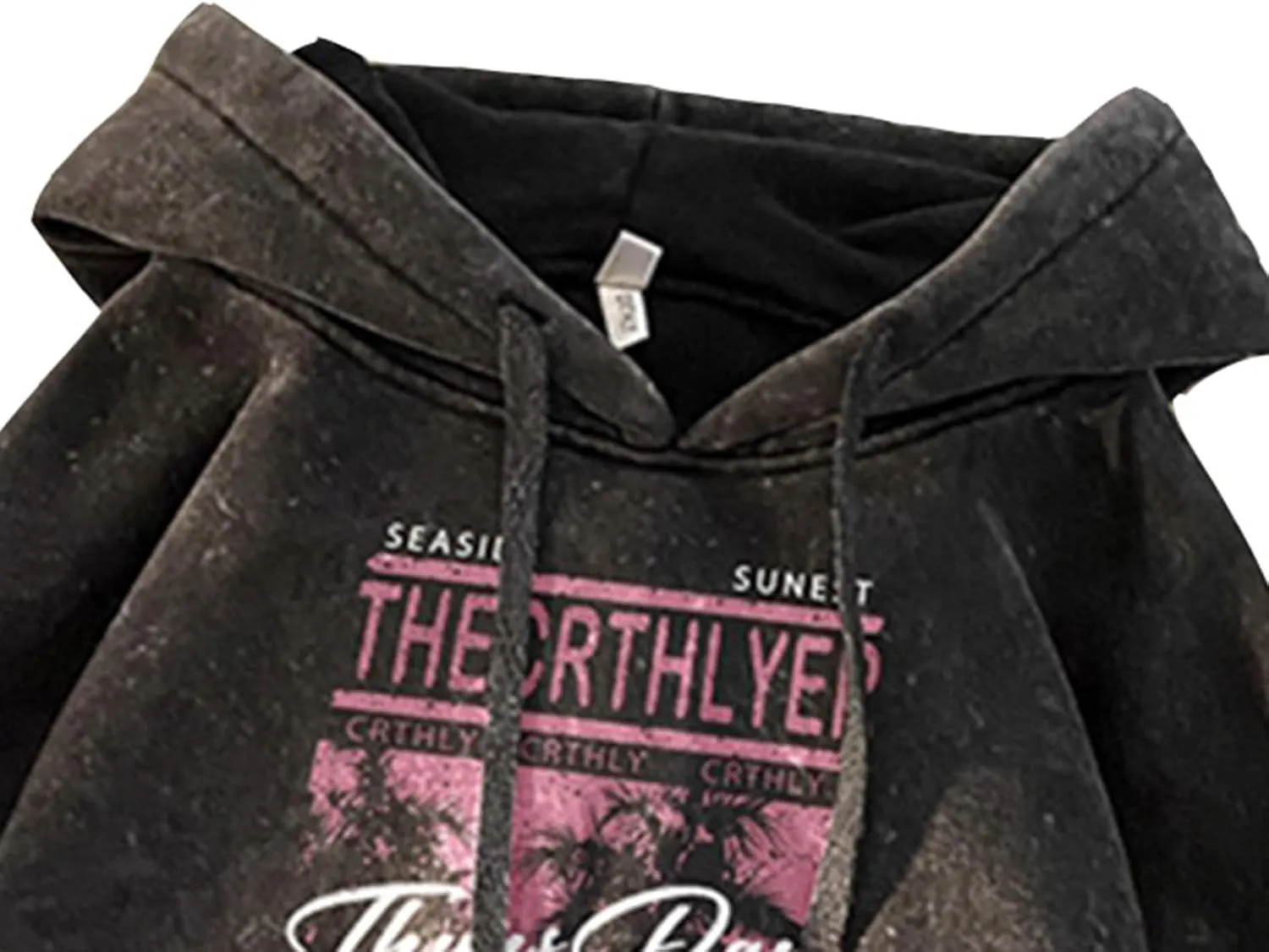 Retro Washed Hoodies Mens Distressed Hoodie Sweatshirt Graphic Heavyweight Pullover Sweatshirt