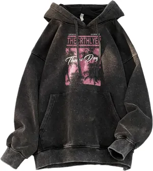 Retro Washed Hoodies Mens Distressed Hoodie Sweatshirt Graphic Heavyweight Pullover Sweatshirt