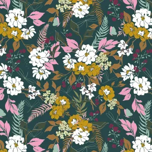 RILEY BLAKE CHALLIS RAYON Whimsical Freefly Pine - SALE $21.00 p/m