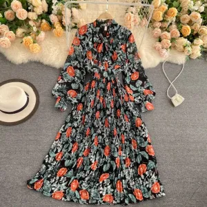 Rosy Pleated Long Sleeve Maxi Dress | Women