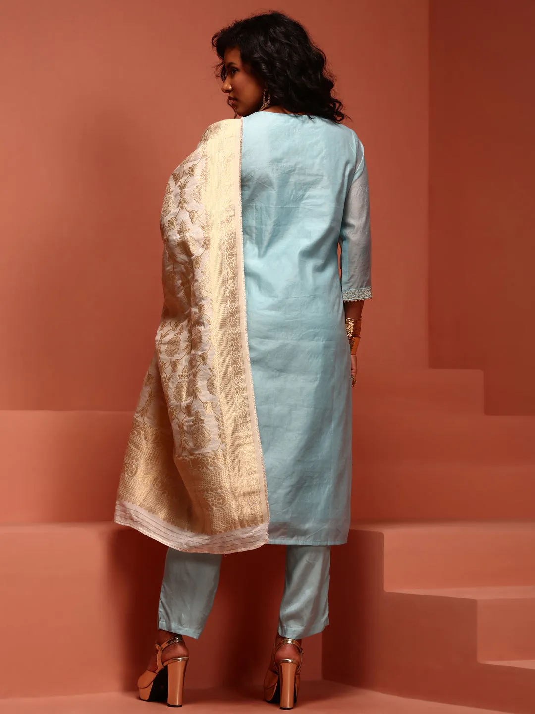 Sage Green Chanderi Kurta Set