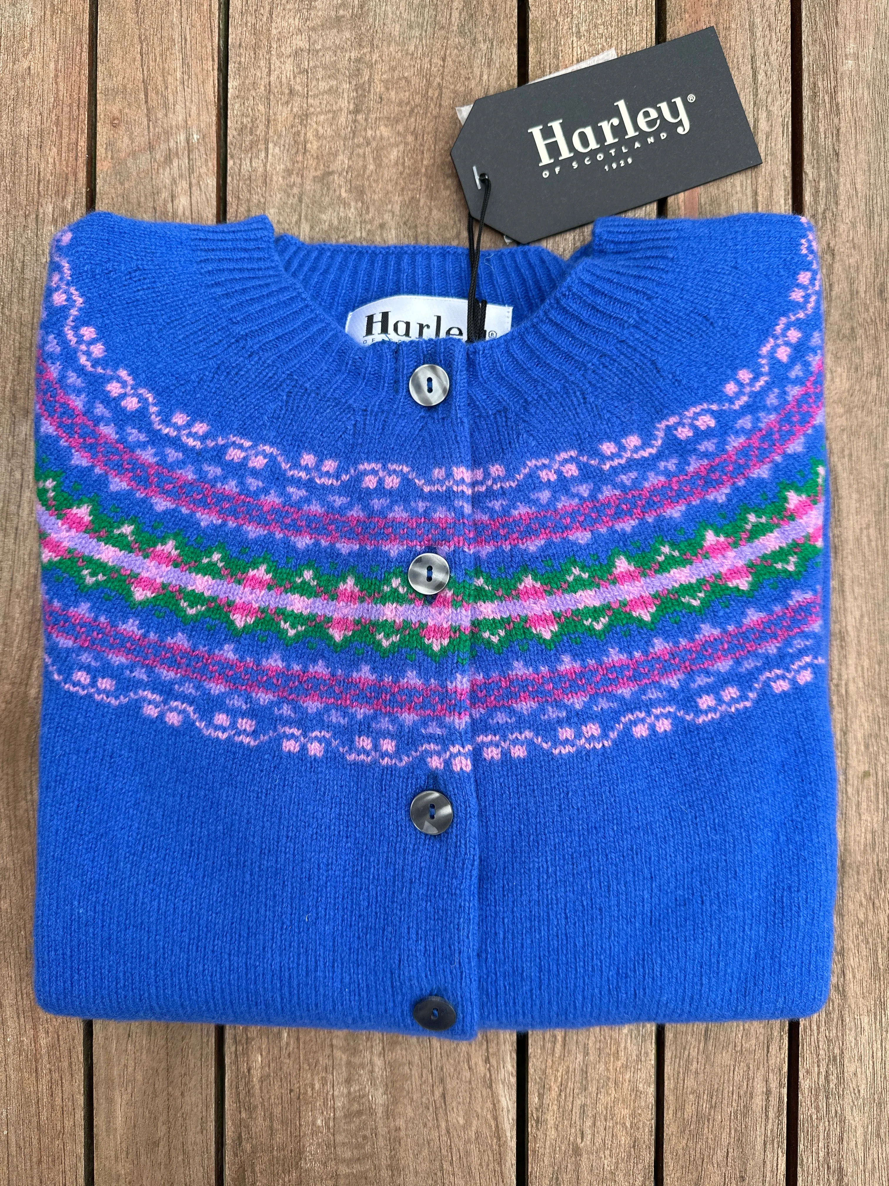 Scottish Cashmere & Merino Fairisle Cardigan In Lapis