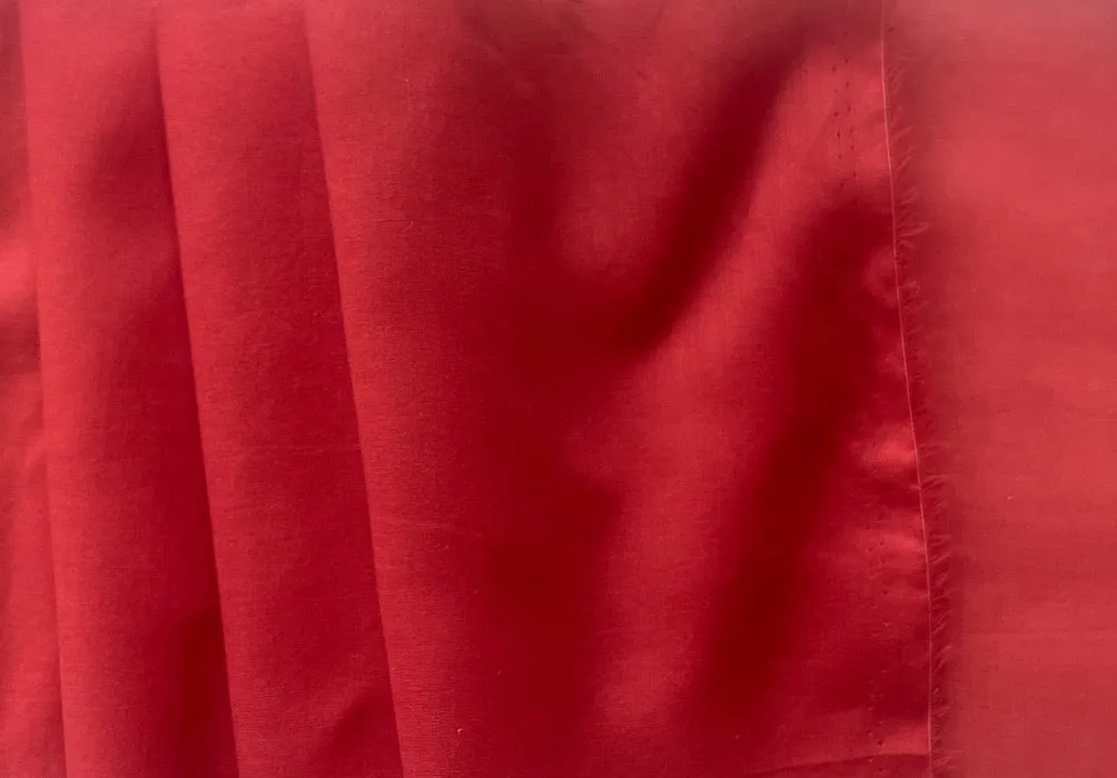 Semi-Sheer Ripe Tomato Red Cotton Voile (Made in Italy)