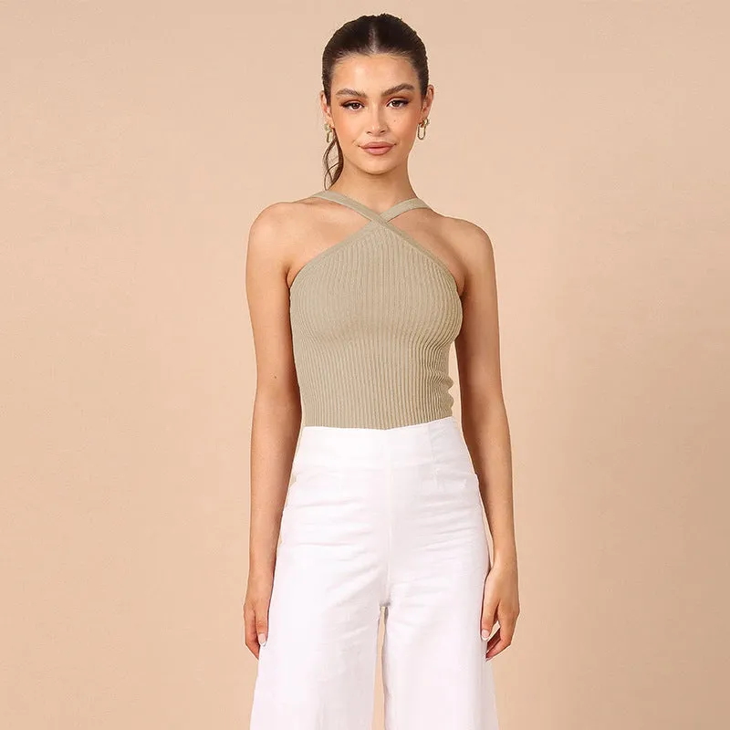 Sexy Short Camisole Sleeveless Thread Knitted Vests Wholesale Womens Tops