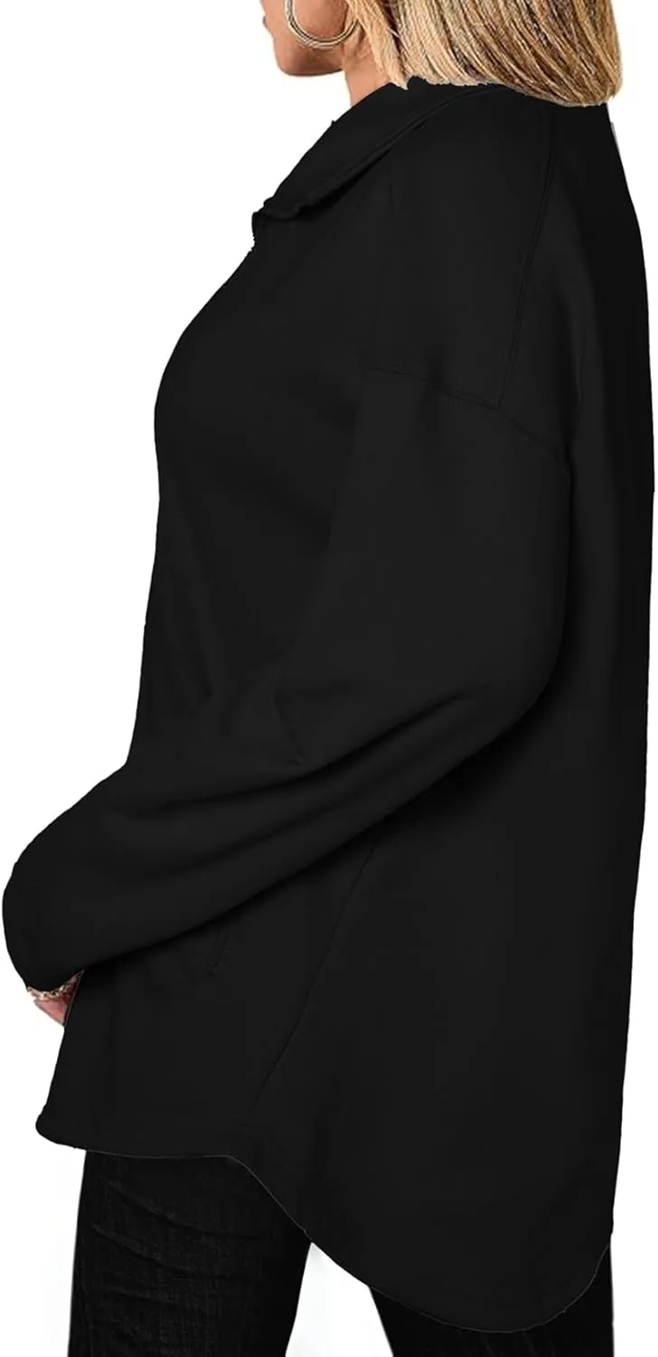 SHEWIN Womens Zip Up Sweatshirt Long Sleeve Oversized Sweatshirts With Pockets Fall Outfit Clothes 2024