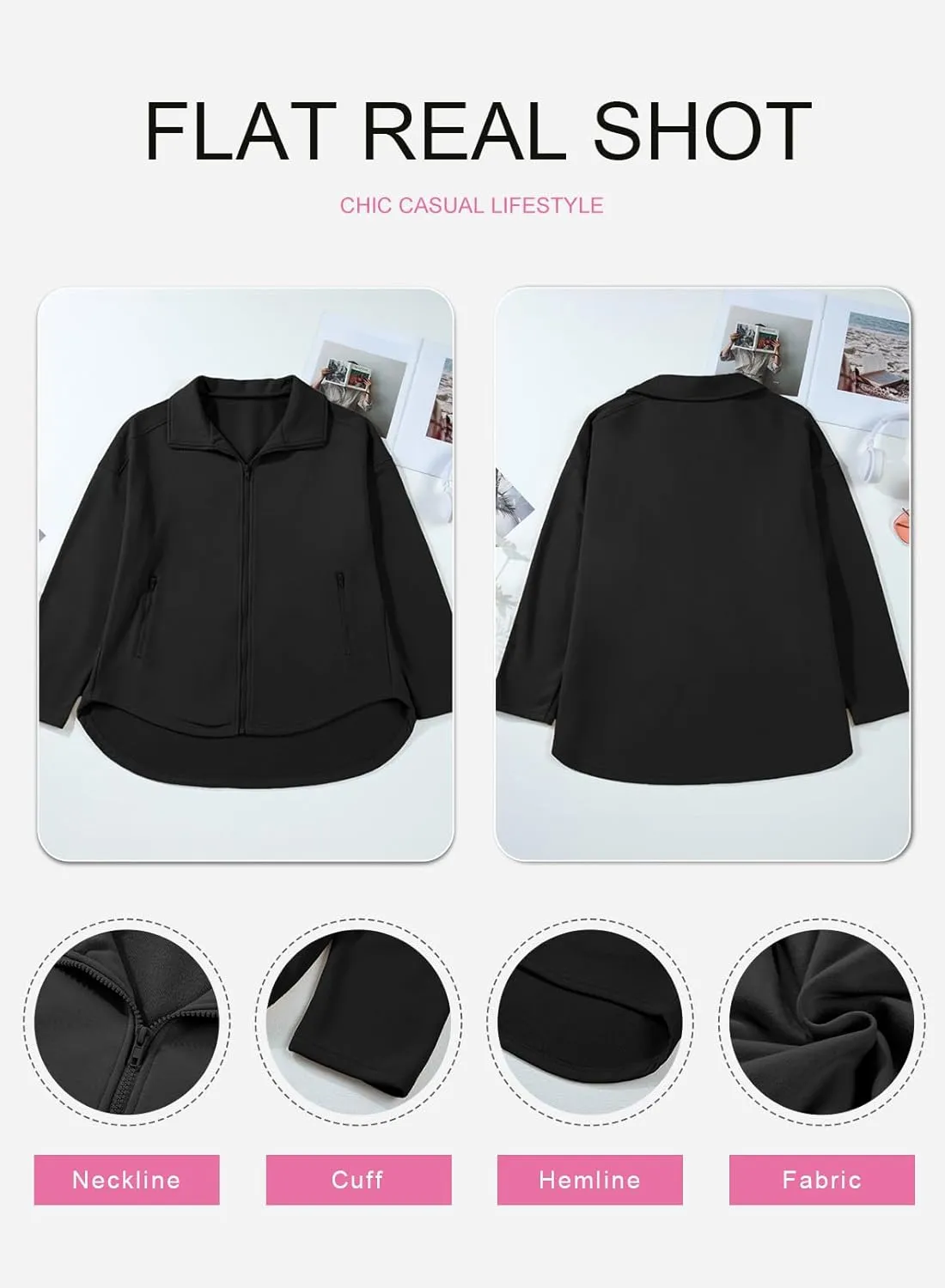 SHEWIN Womens Zip Up Sweatshirt Long Sleeve Oversized Sweatshirts With Pockets Fall Outfit Clothes 2024