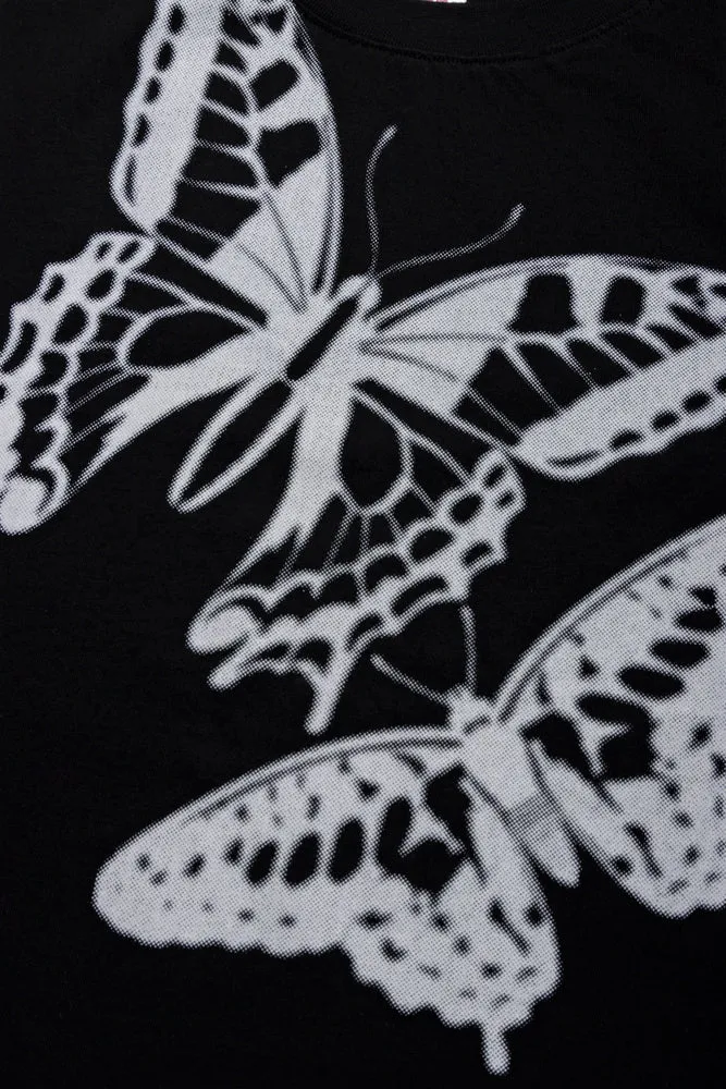 Side Tie Tee Butterfly Black