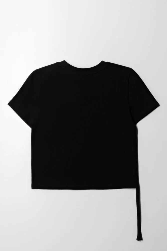 Side Tie Tee Butterfly Black