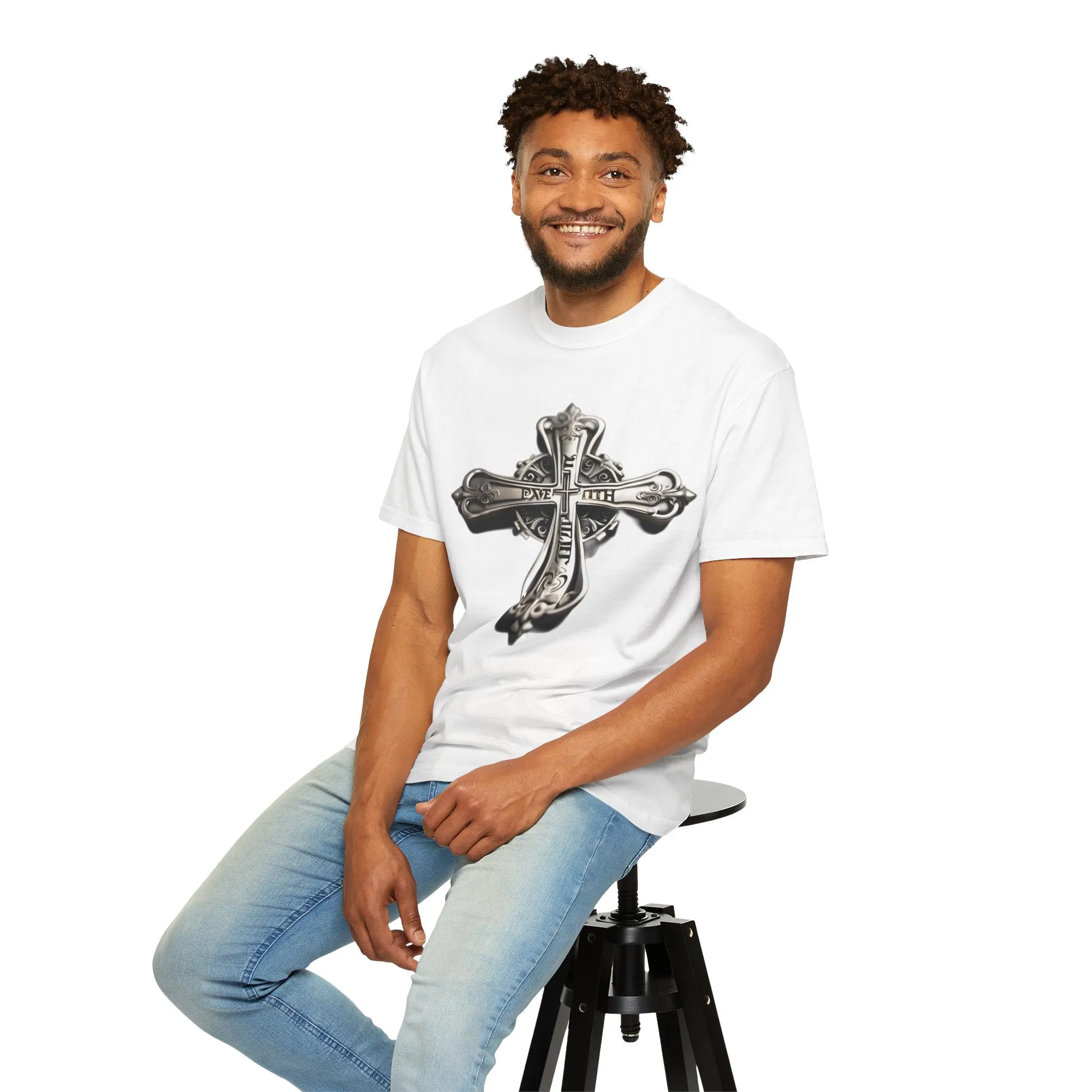 Silver Faith Cross T-shirt