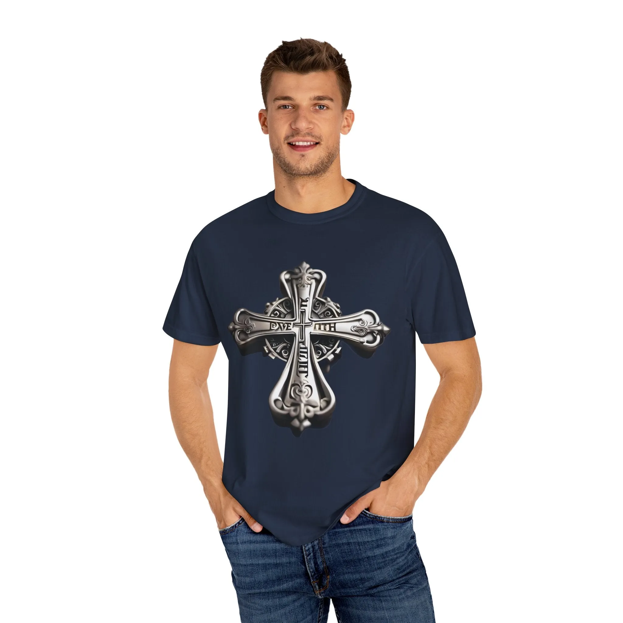 Silver Faith Cross T-shirt