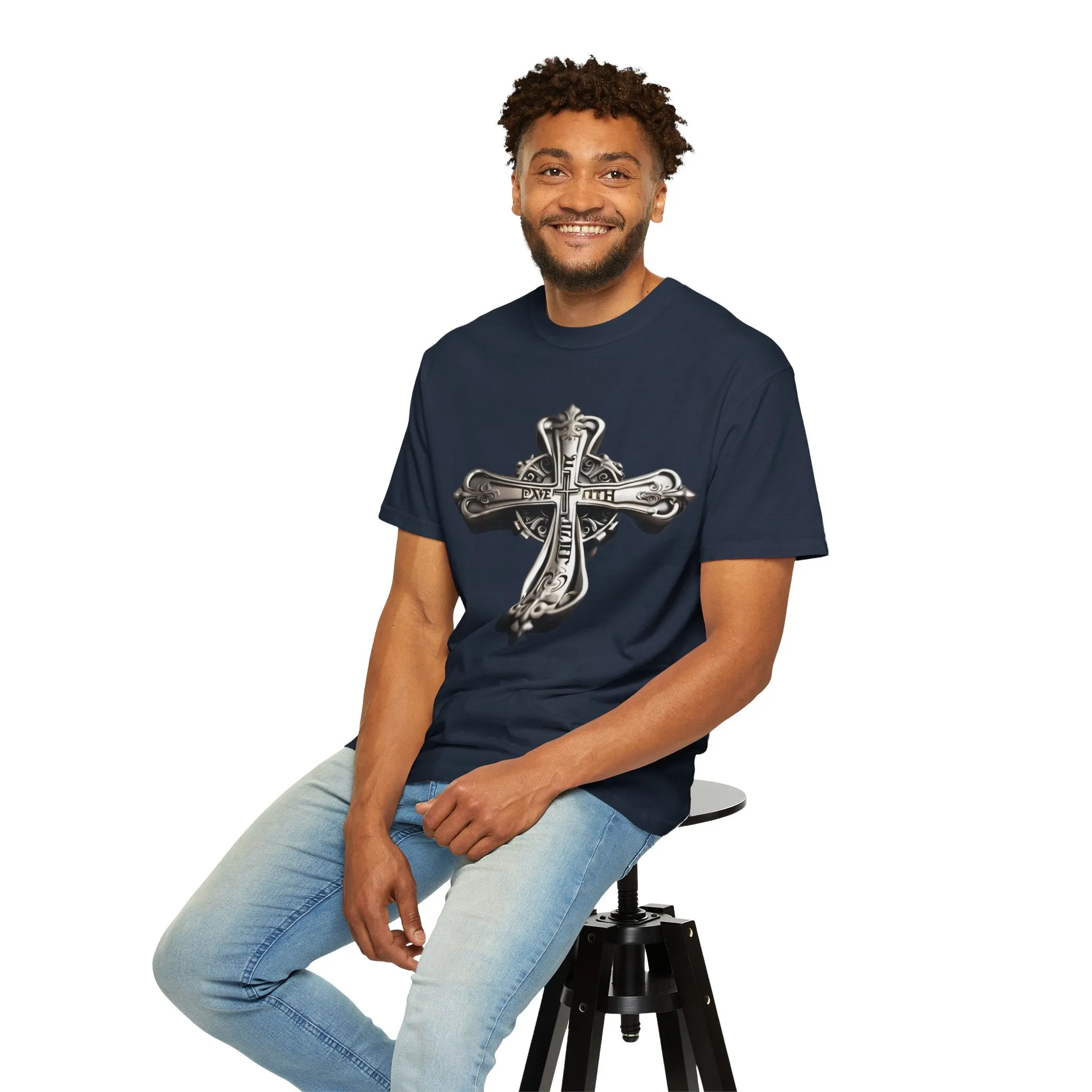 Silver Faith Cross T-shirt