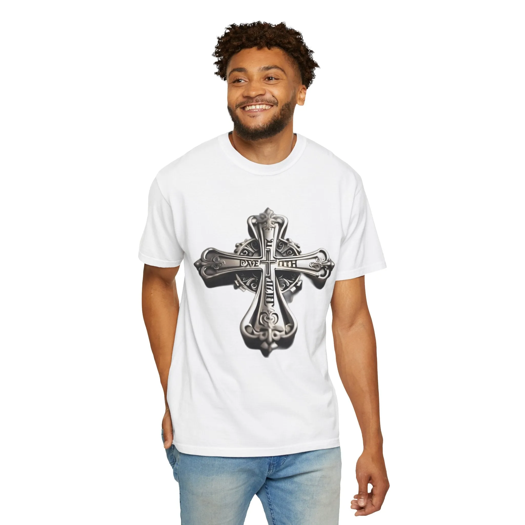 Silver Faith Cross T-shirt