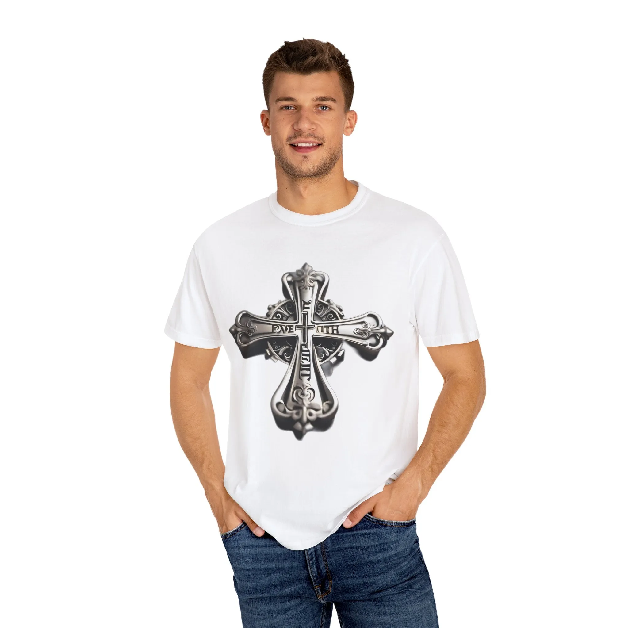 Silver Faith Cross T-shirt
