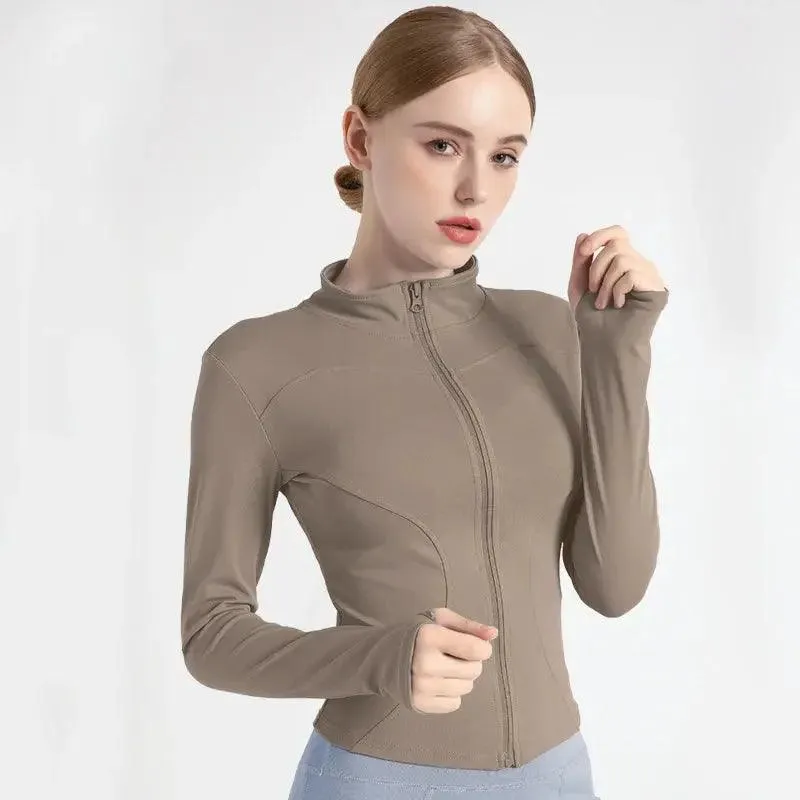 Slim Fit Zip up Jackets Workout Top – Stylish Activewear for Fitness