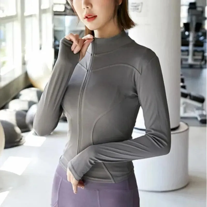 Slim Fit Zip up Jackets Workout Top – Stylish Activewear for Fitness