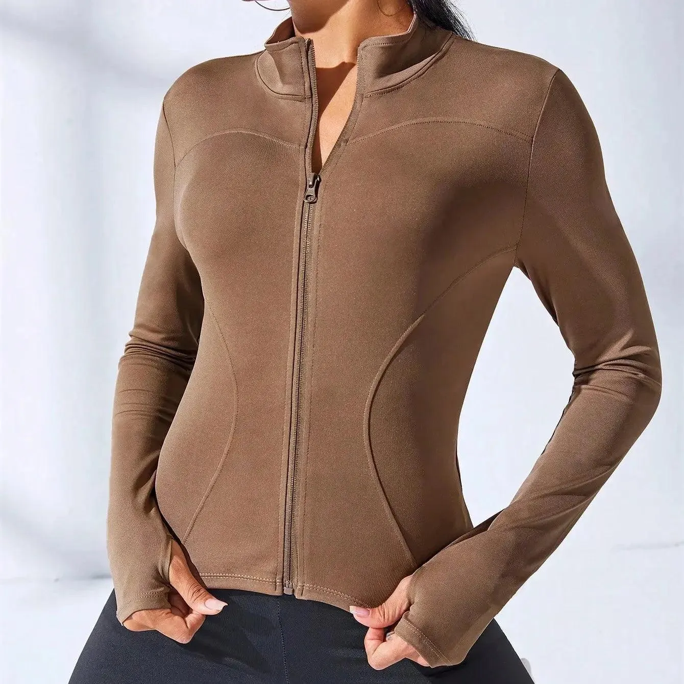 Slim Fit Zip up Jackets Workout Top – Stylish Activewear for Fitness