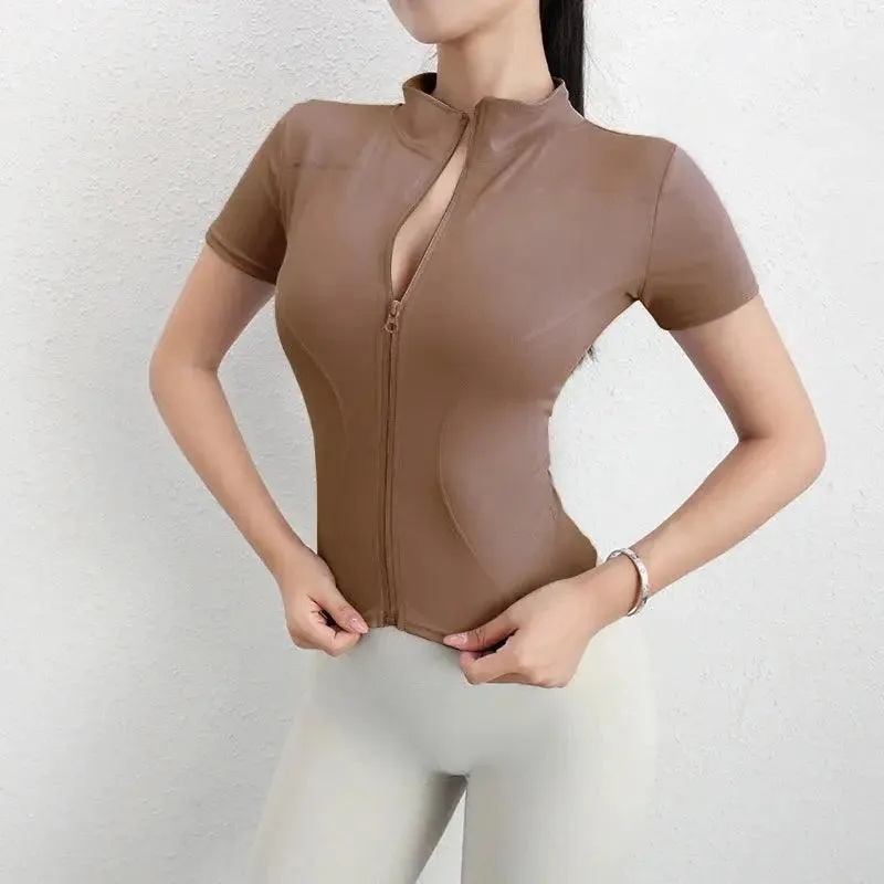 Slim Fit Zip up Jackets Workout Top – Stylish Activewear for Fitness