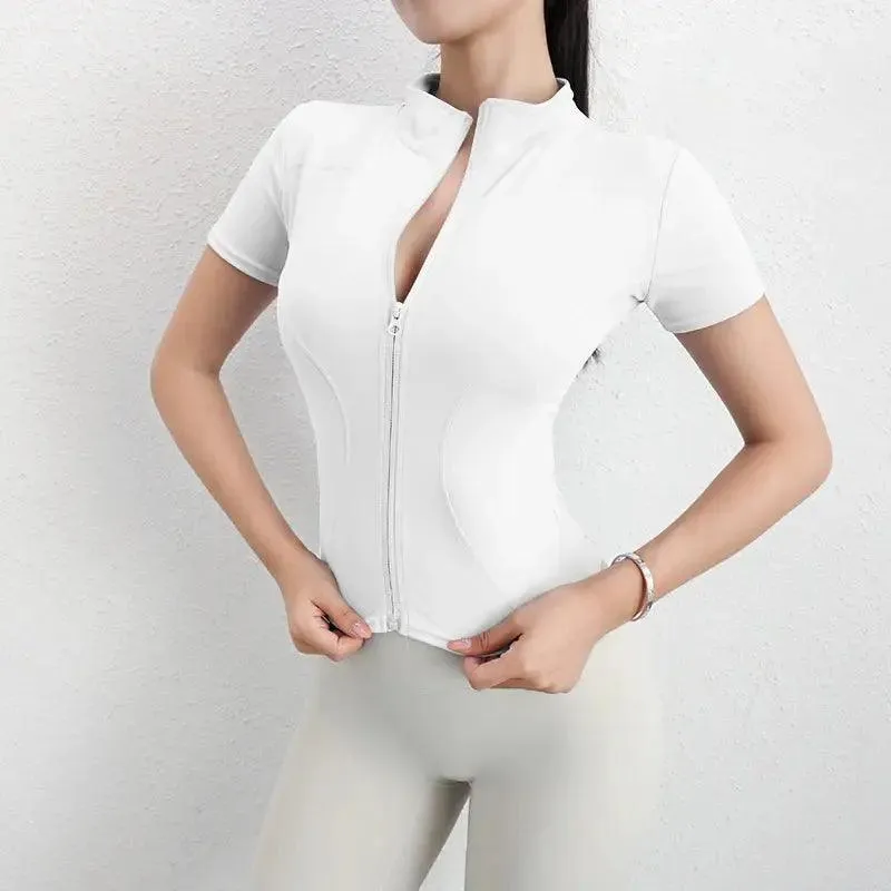 Slim Fit Zip up Jackets Workout Top – Stylish Activewear for Fitness