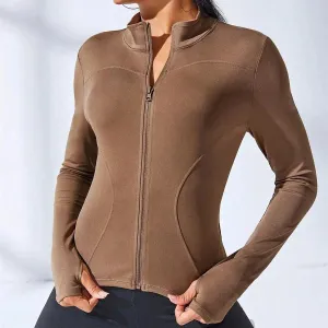 Slim Fit Zip up Jackets Workout Top – Stylish Activewear for Fitness