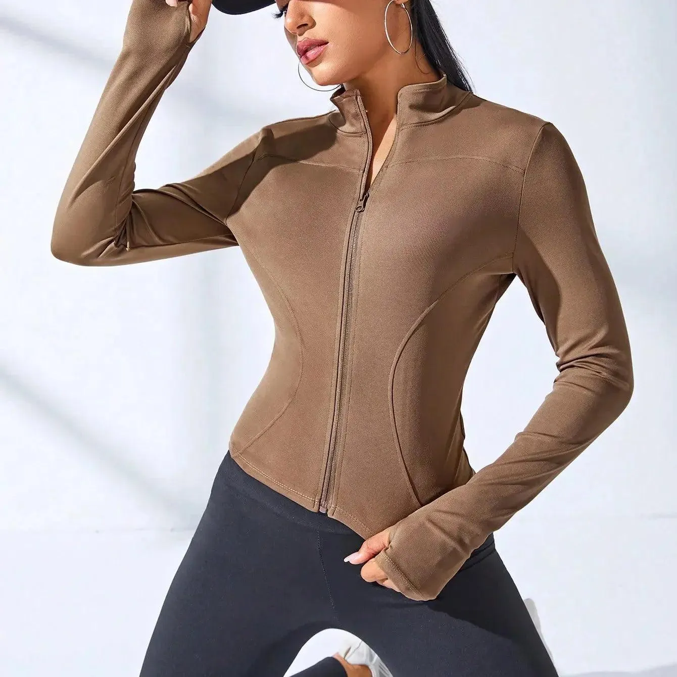 Slim Fit Zip up Jackets Workout Top – Stylish Activewear for Fitness