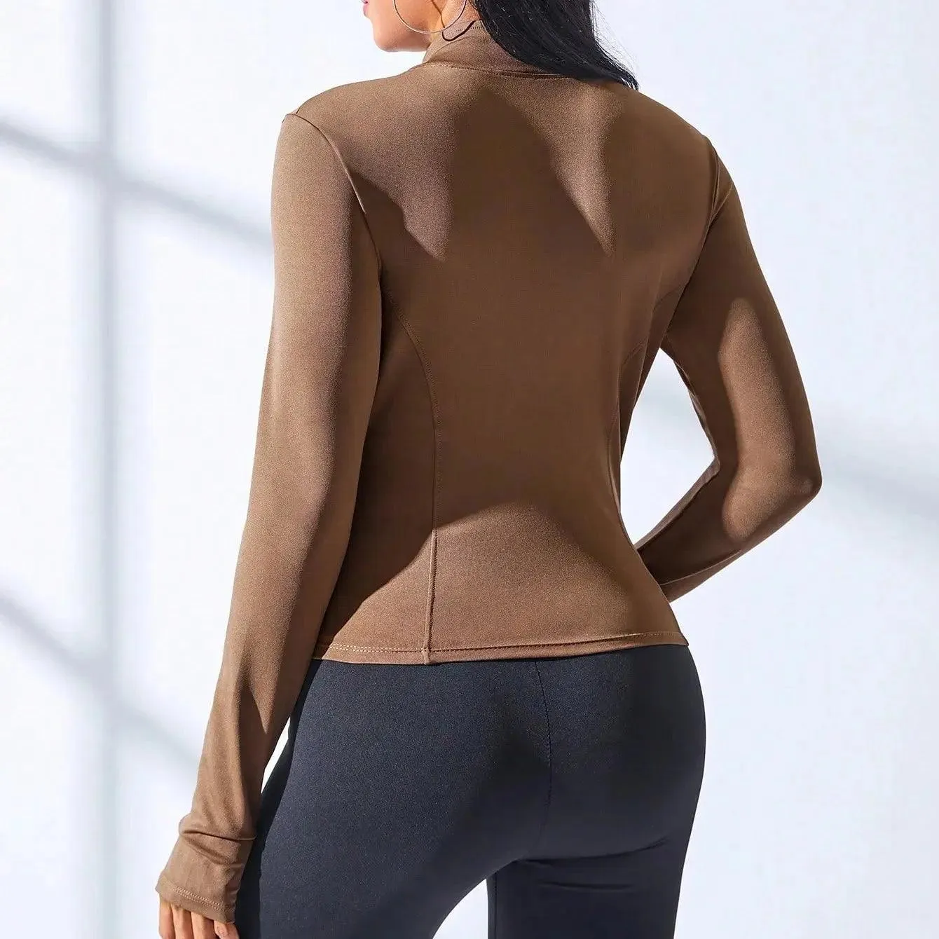 Slim Fit Zip up Jackets Workout Top – Stylish Activewear for Fitness