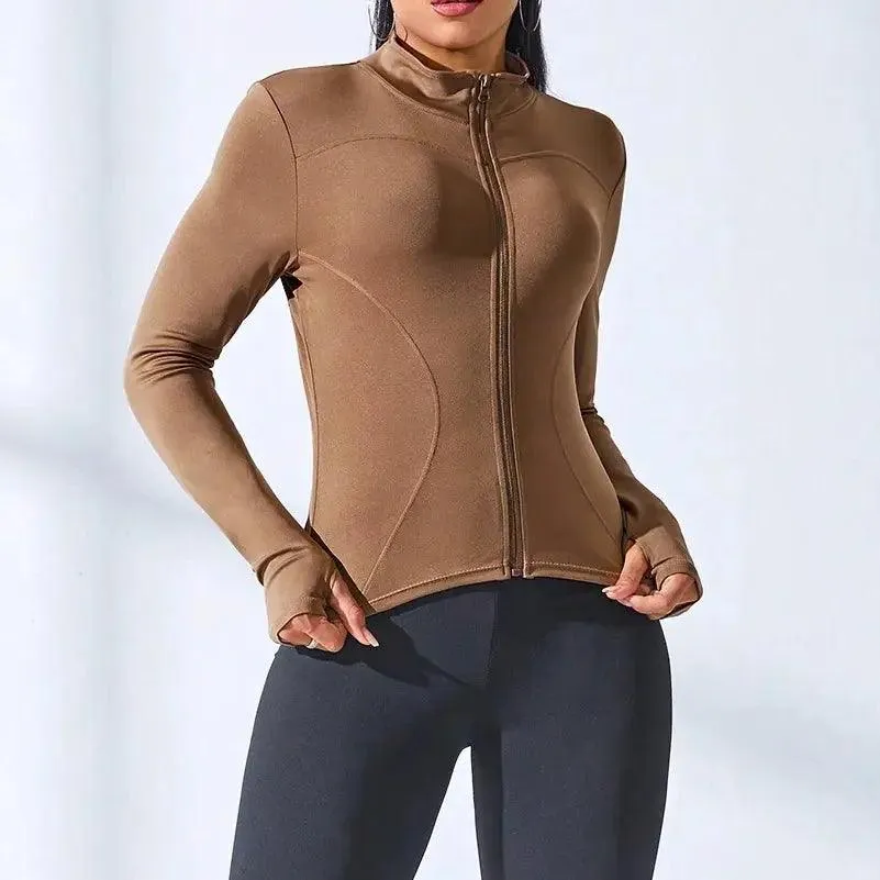 Slim Fit Zip up Jackets Workout Top – Stylish Activewear for Fitness