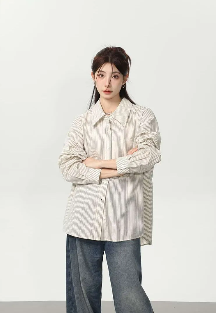 Slim Pinstripe Pocketed Button Shirt