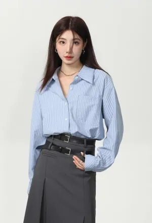 Slim Pinstripe Pocketed Button Shirt