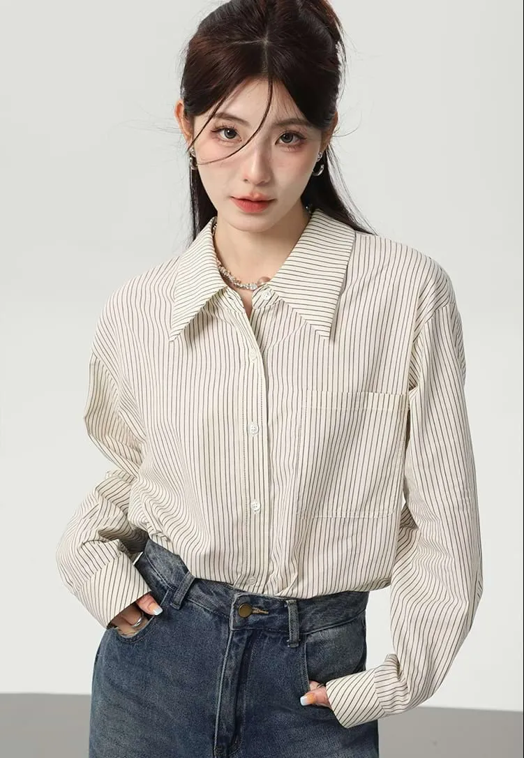 Slim Pinstripe Pocketed Button Shirt